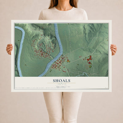 Map of Shoals, Indiana, 24 x 36 inch unframed archival matte print