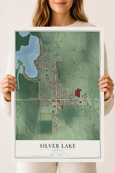 Map of Silver Lake, Indiana, 18 x 24 inch unframed archival matte print
