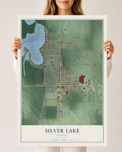 Map of Silver Lake, Indiana, 24 x 36 inch unframed archival matte print