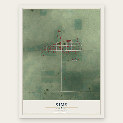 Sims, Indiana map print, the full design