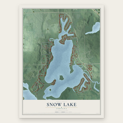 Snow Lake, Indiana map print, the full design