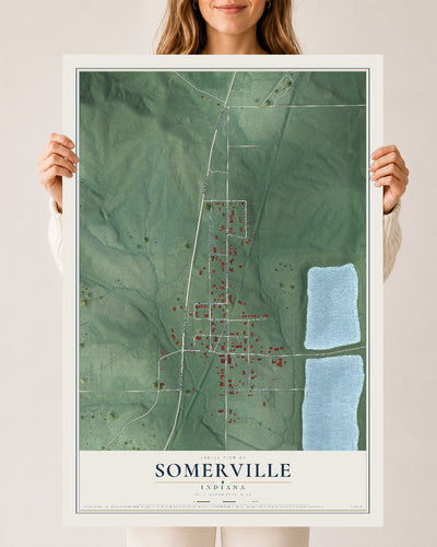 Map of Somerville, Indiana, 24 x 36 inch unframed archival matte print