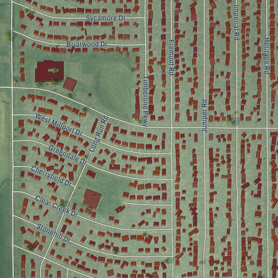 Close-up of the map of South Haven, Indiana print showing street and building detail