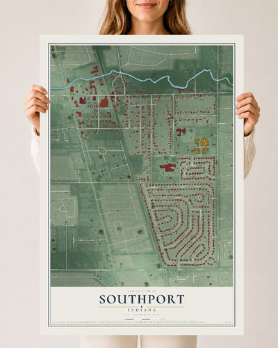 Map of Southport, Indiana, 24 x 36 inch unframed archival matte print