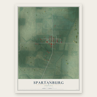 Spartanburg, Indiana map print, the full design