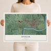 Map of Spencer, Indiana, 12 x 18 inch unframed archival matte print