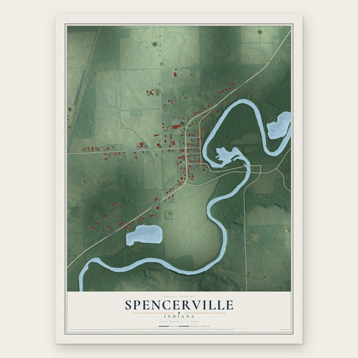 Spencerville, Indiana map print, the full design