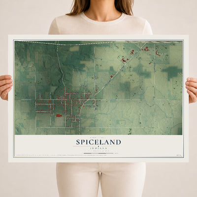 Map of Spiceland, Indiana, 18 x 24 inch unframed archival matte print