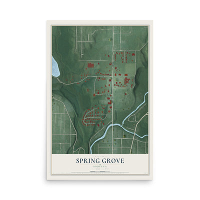 Map of Spring Grove, Indiana, 12 x 18 inch unframed archival matte print