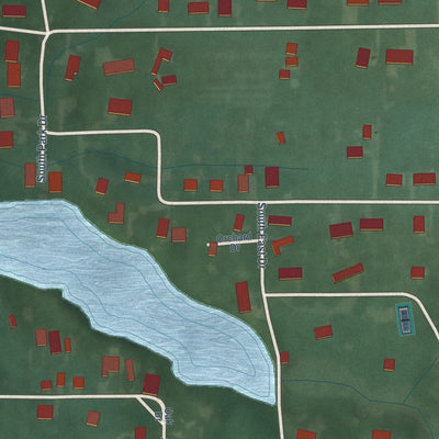 Close-up of the map of Spring Lake, Indiana print showing street and building detail