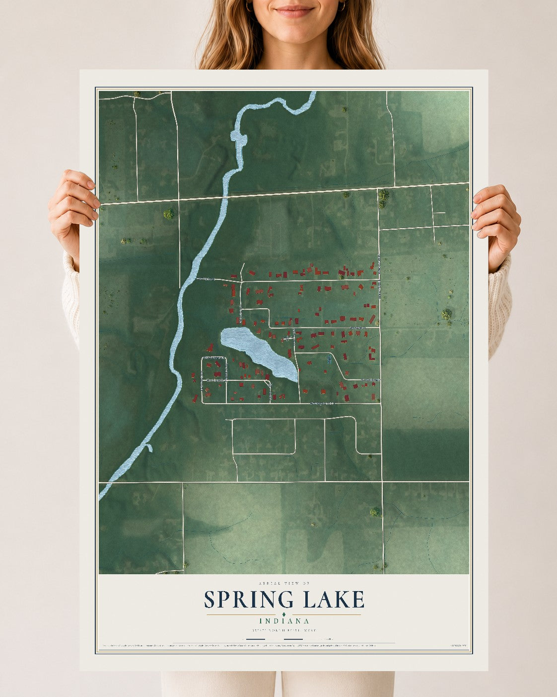 Map of Spring Lake, Indiana, 24 x 36 inch unframed archival matte print