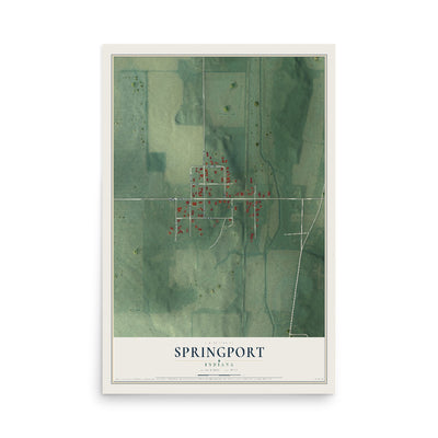 Map of Springport, Indiana, 12 x 18 inch unframed archival matte print