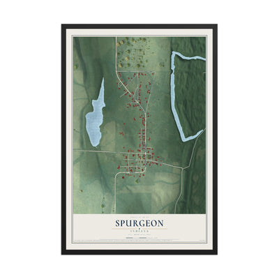 Map of Spurgeon, Indiana, 12 x 18 inch print in a black wood frame
