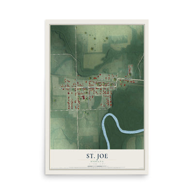 Map of St. Joe, Indiana, 12 x 18 inch unframed archival matte print