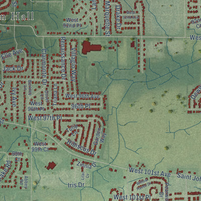 Second close-up of the map of St. John, Indiana print showing more streets and buildings