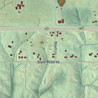 Second close-up of the map of St. Leon, Indiana print showing more streets and buildings