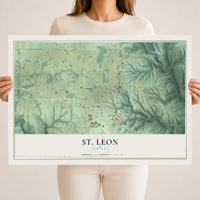 Map of St. Leon, Indiana, 18 x 24 inch unframed archival matte print