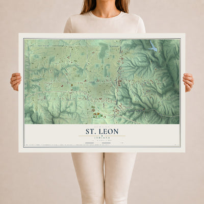 Map of St. Leon, Indiana, 24 x 36 inch unframed archival matte print