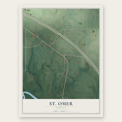 St. Omer, Indiana map print, the full design