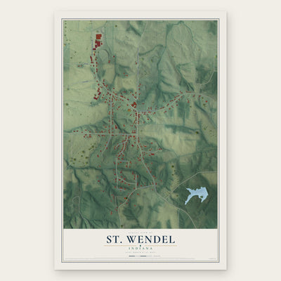 St. Wendel, Indiana map print, the full design