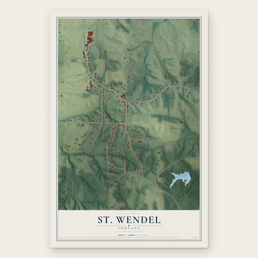St. Wendel, Indiana map print, the full design