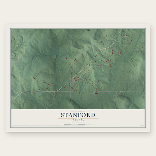 Stanford, Indiana map print, the full design