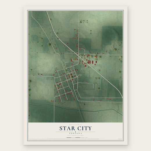 Star City, Indiana map print, the full design