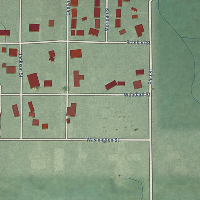 Second close-up of the map of State Line City, Indiana print showing more streets and buildings