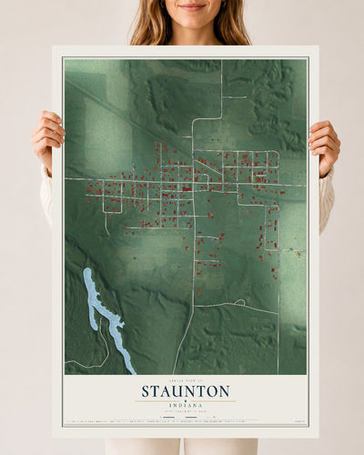 Map of Staunton, Indiana, 24 x 36 inch unframed archival matte print
