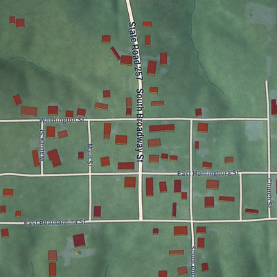Close-up of the map of Stendal, Indiana print showing street and building detail