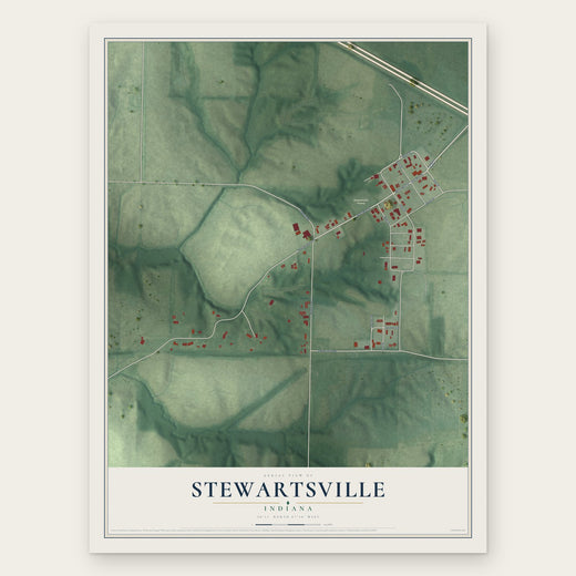Stewartsville, Indiana map print, the full design