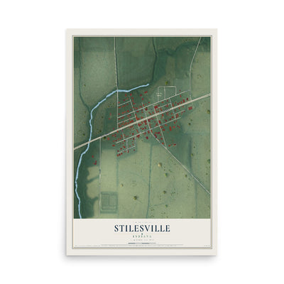 Map of Stilesville, Indiana, 12 x 18 inch unframed archival matte print