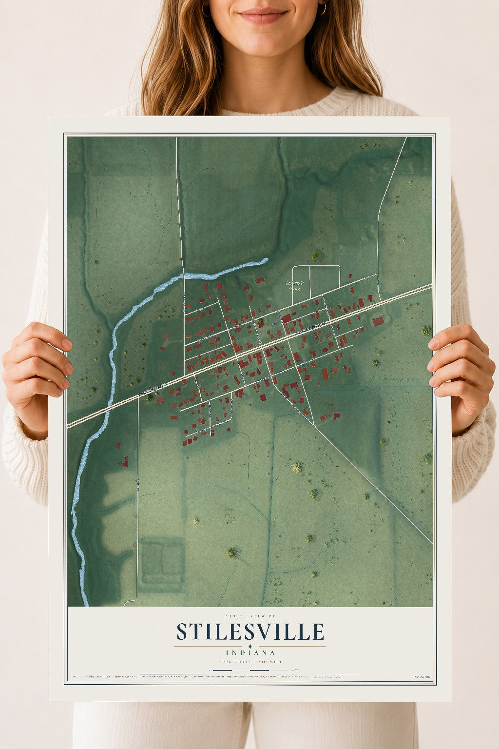 Map of Stilesville, Indiana, 18 x 24 inch unframed archival matte print