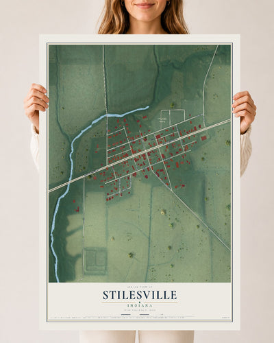 Map of Stilesville, Indiana, 24 x 36 inch unframed archival matte print