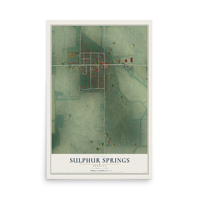 Map of Sulphur Springs, Indiana, 12 x 18 inch unframed archival matte print