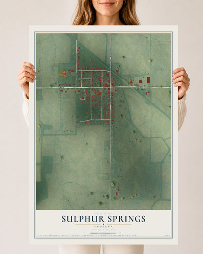 Map of Sulphur Springs, Indiana, 24 x 36 inch unframed archival matte print