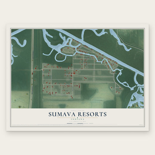 Sumava Resorts, Indiana map print, the full design