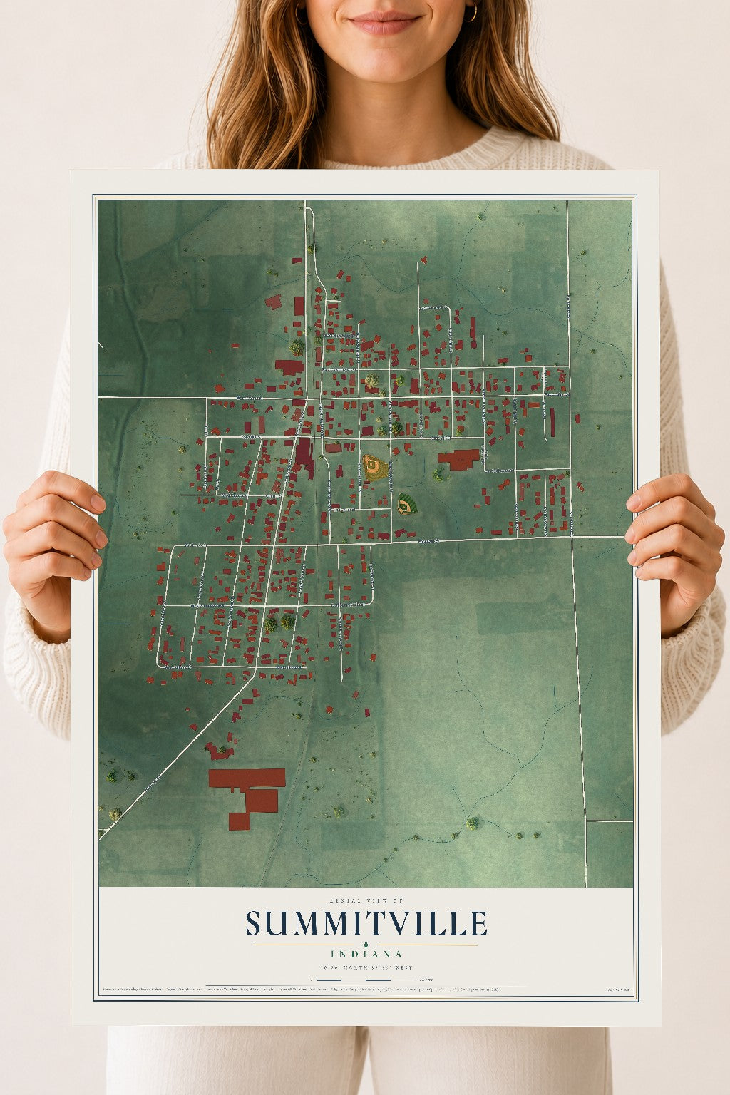 Map of Summitville, Indiana, 18 x 24 inch unframed archival matte print