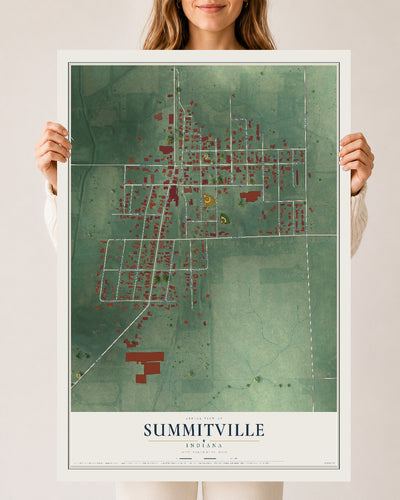 Map of Summitville, Indiana, 24 x 36 inch unframed archival matte print