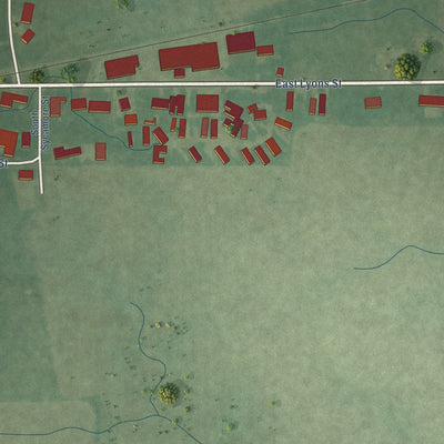 Second close-up of the map of Swayzee, Indiana print showing more streets and buildings
