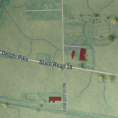Second close-up of the map of Sweetser, Indiana print showing more streets and buildings