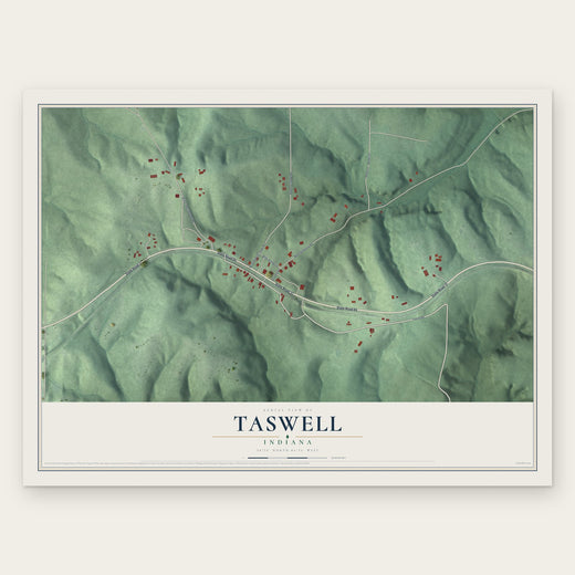 Taswell, Indiana map print, the full design