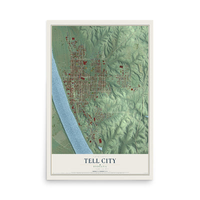 Map of Tell City, Indiana, 12 x 18 inch unframed archival matte print
