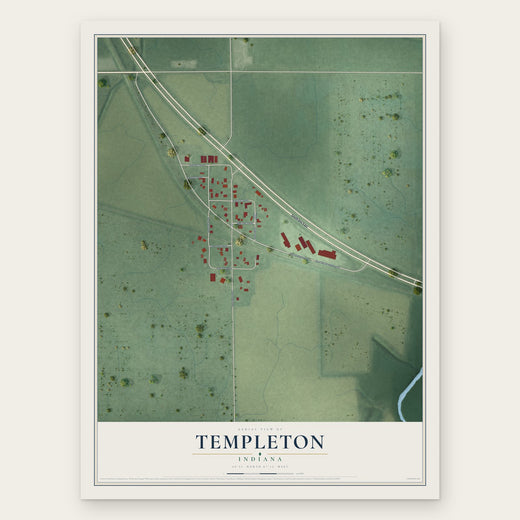 Templeton, Indiana map print, the full design