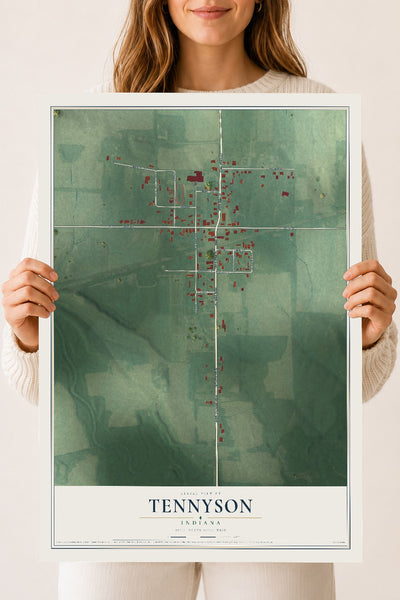 Map of Tennyson, Indiana, 18 x 24 inch unframed archival matte print