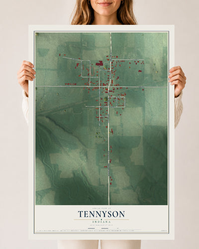 Map of Tennyson, Indiana, 24 x 36 inch unframed archival matte print