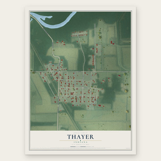 Thayer, Indiana map print, the full design