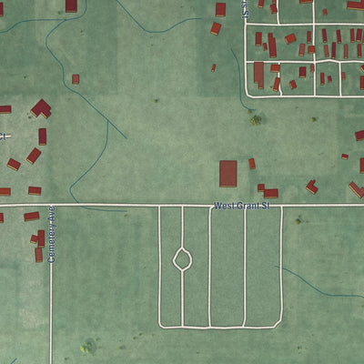 Second close-up of the map of Thorntown, Indiana print showing more streets and buildings
