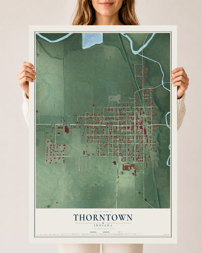Map of Thorntown, Indiana, 24 x 36 inch unframed archival matte print