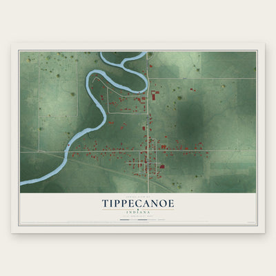 Tippecanoe, Indiana map print, the full design